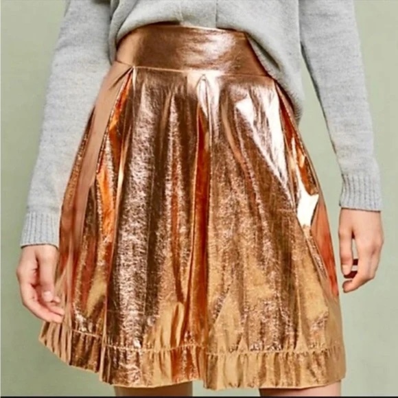 Anthropolgie/Moulinette Souers Medium skirt ROSE GOLD Metallic - Picture 4 of 4